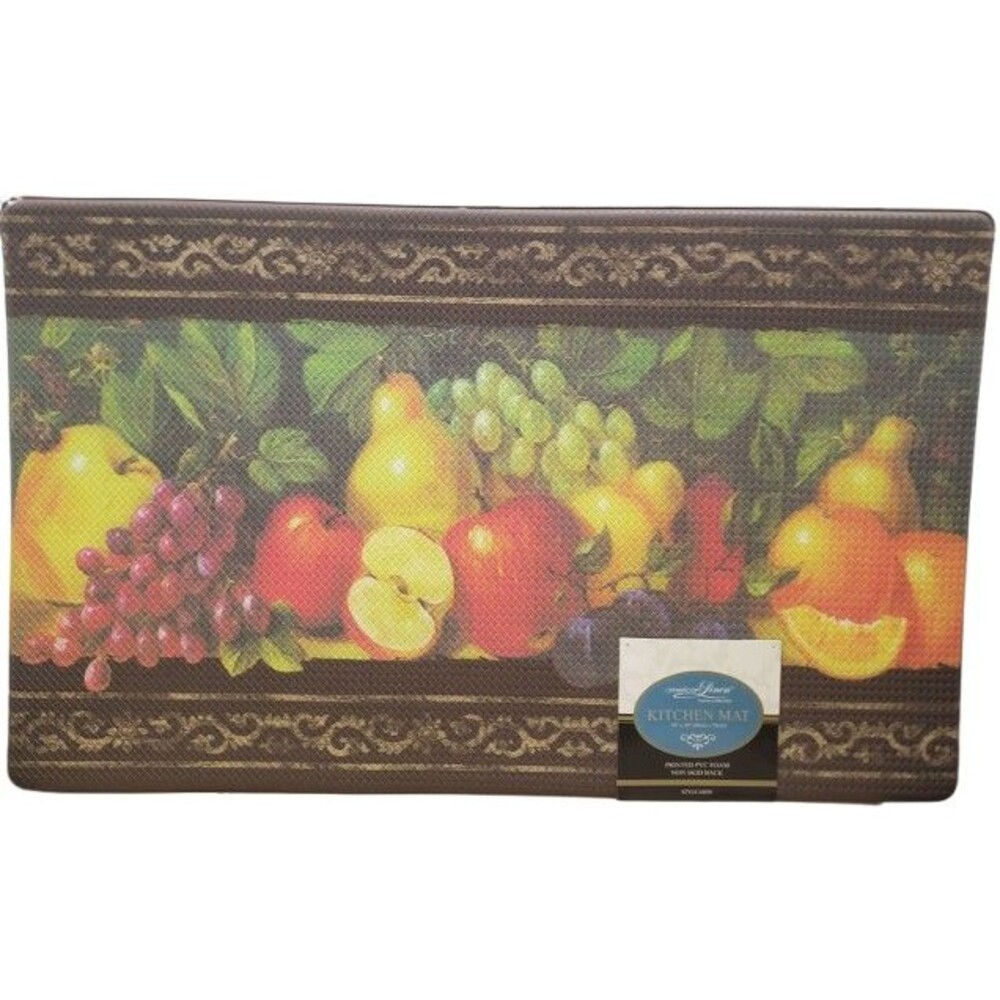Non Slip Printed Kitchen Floor PVC Cushioned Foam Mat (18"x30") FRUITS MIX, AL